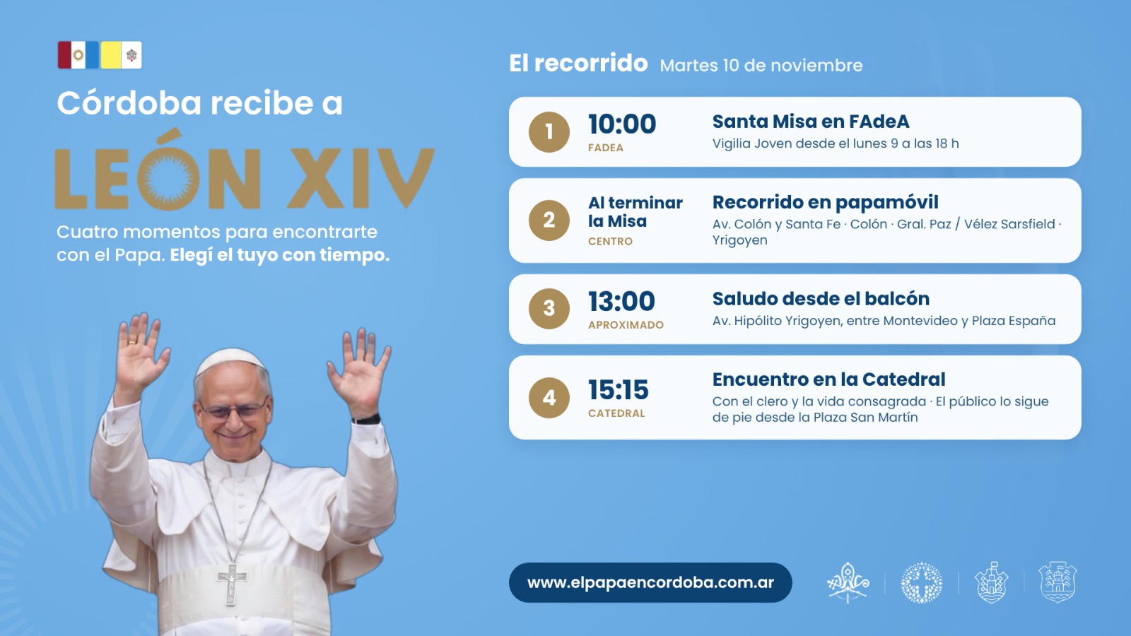 Minuto a minuto: el mapa de la visita del Papa León XIV en Córdoba y las claves para organizarse